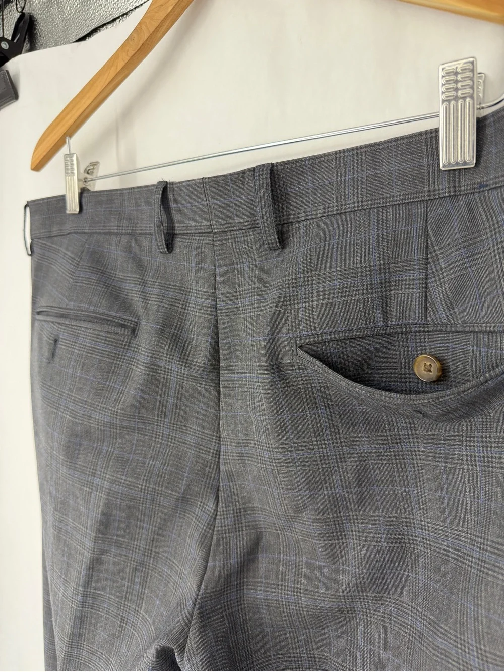 J.Crew Thompson Tapered Dress Pants in Black plaid AP879 36x32